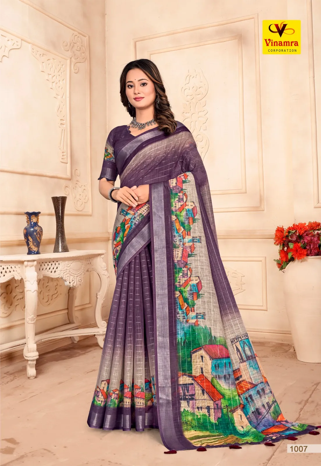 Buy Lilen Material Saree in Surat - Reseller Bazzar